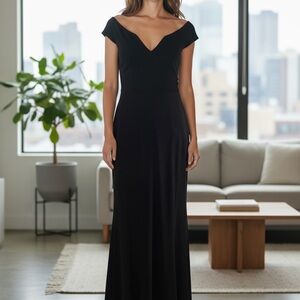 SORELLA VITA Elegant Black Off-Shoulder Maxi Dress Size 10